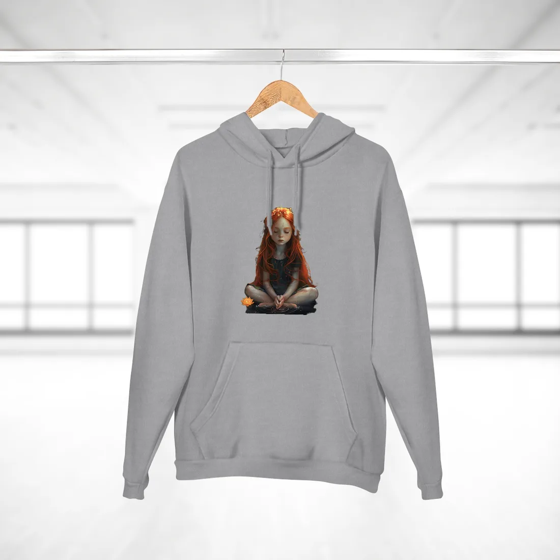 Vibrant Young Girl: Sparkling Red Hair - Hoodie (Heather Grey)
