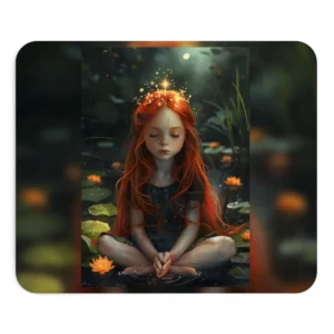 Girl Meditating Among Water Lilies Mouse Pad