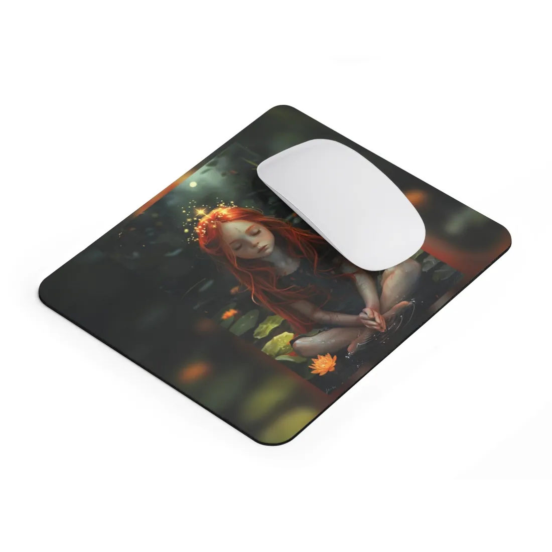 Vibrant Young Girl: Sparkling Red Hair - Mouse Pad