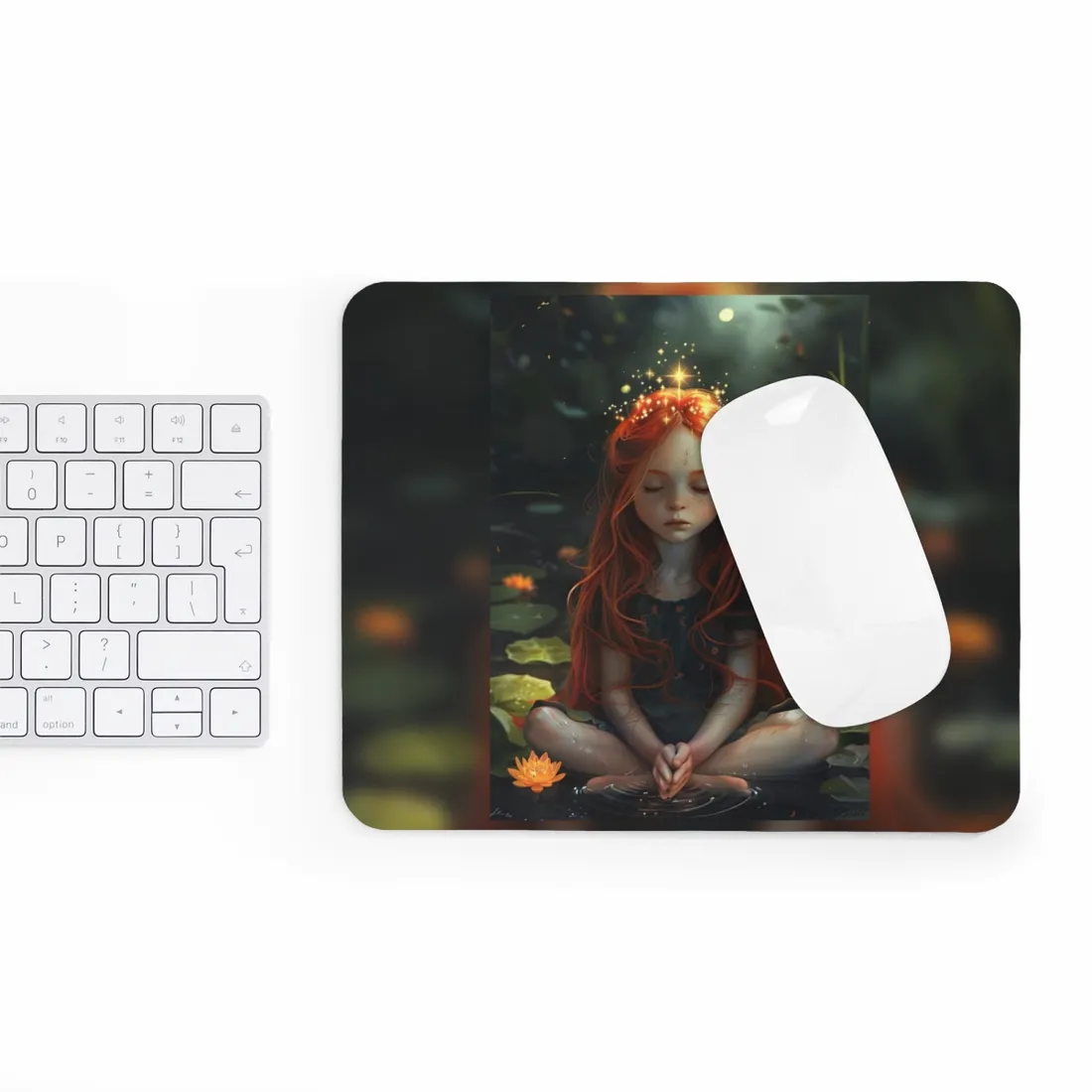 Vibrant Young Girl: Sparkling Red Hair - Mouse Pad