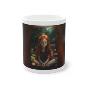 Girl Meditating Among Water Lilies Mug