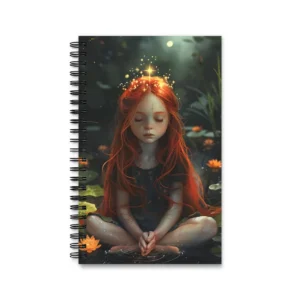 Girl Meditating Among Water Lilies Spiral Notebook