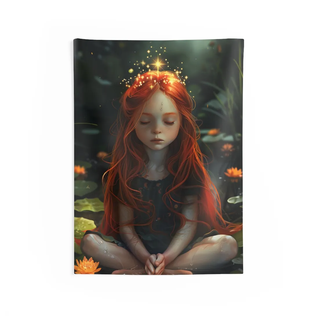 Vibrant Young Girl: Sparkling Red Hair - Wall Tapestry
