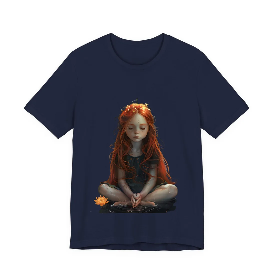 Vibrant Young Girl: Sparkling Red Hair - T-Shirt (Navy)