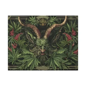 Horned Demon with Leaves Canvas Print