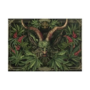 Horned Demon with Leaves Poster