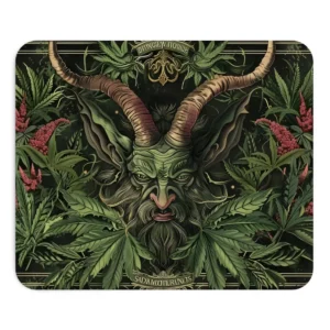 Horned Demon with Leaves Mouse Pad