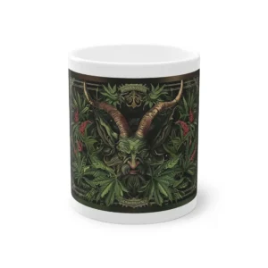 Horned Demon with Leaves Mug