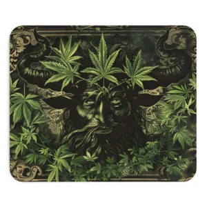 Horned Bearded Face with Leaves Mouse Pad