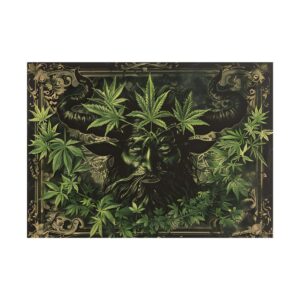 Horned Bearded Face with Leaves Poster