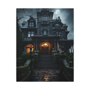Gothic Mansion at Night Canvas Print