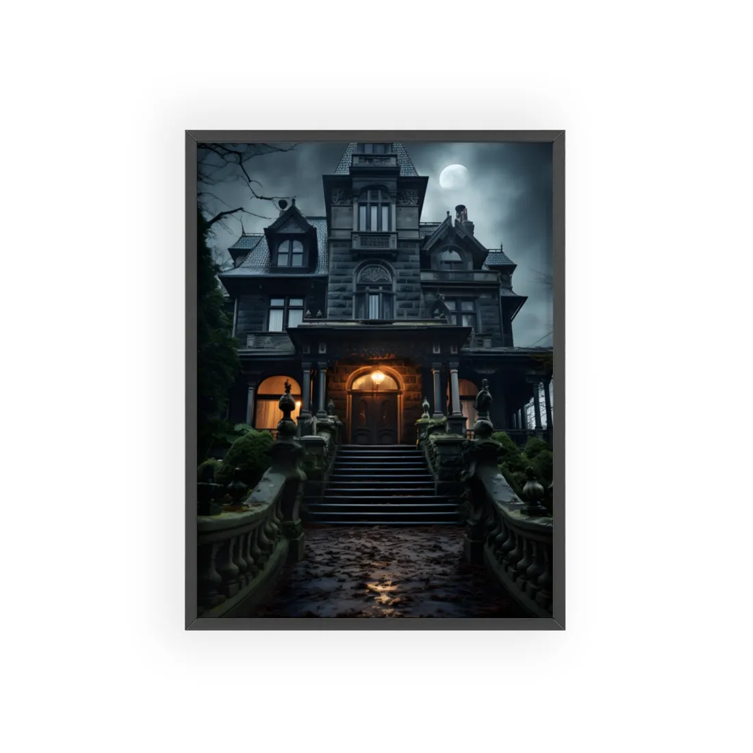 Victorian Haunted Estate: Dark Atmospheric - Framed Poster