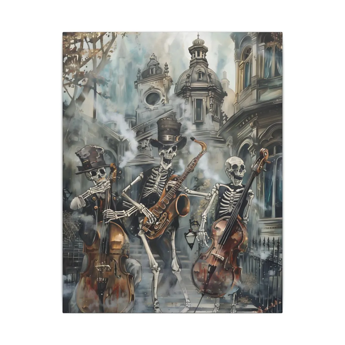 Victorian Lowbrow Jazz: Skeleton Band in Artistic Swing - Canvas