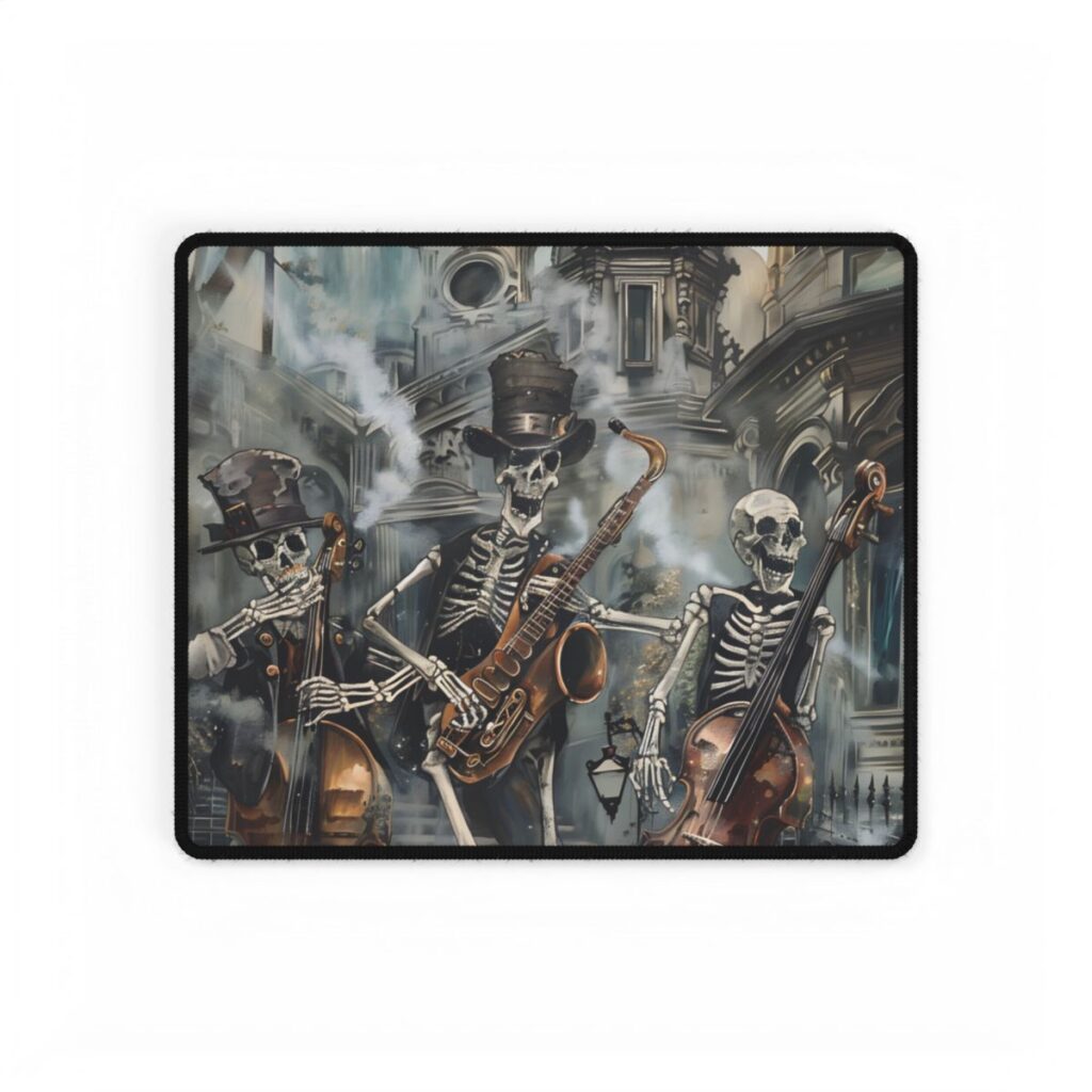 Victorian Lowbrow Jazz: Skeleton Band in Artistic Swing - Desk Mat