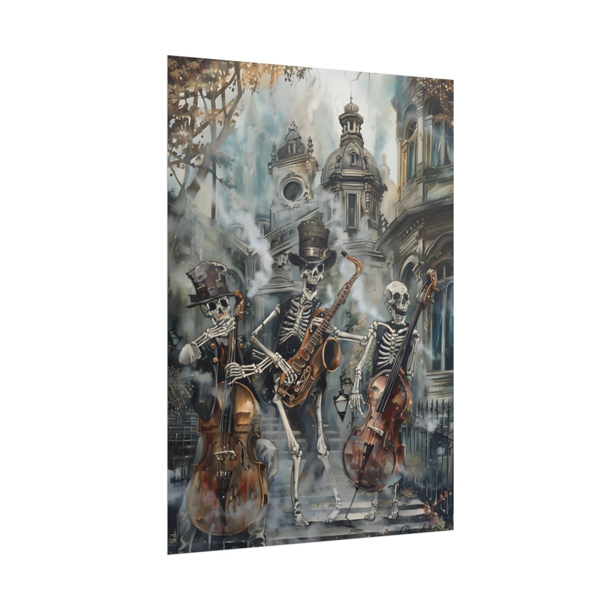 Victorian Lowbrow Jazz: Skeleton Band in Artistic Swing - Poster