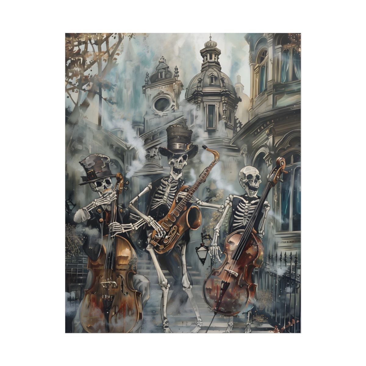 Victorian Lowbrow Jazz: Skeleton Band in Artistic Swing - Poster