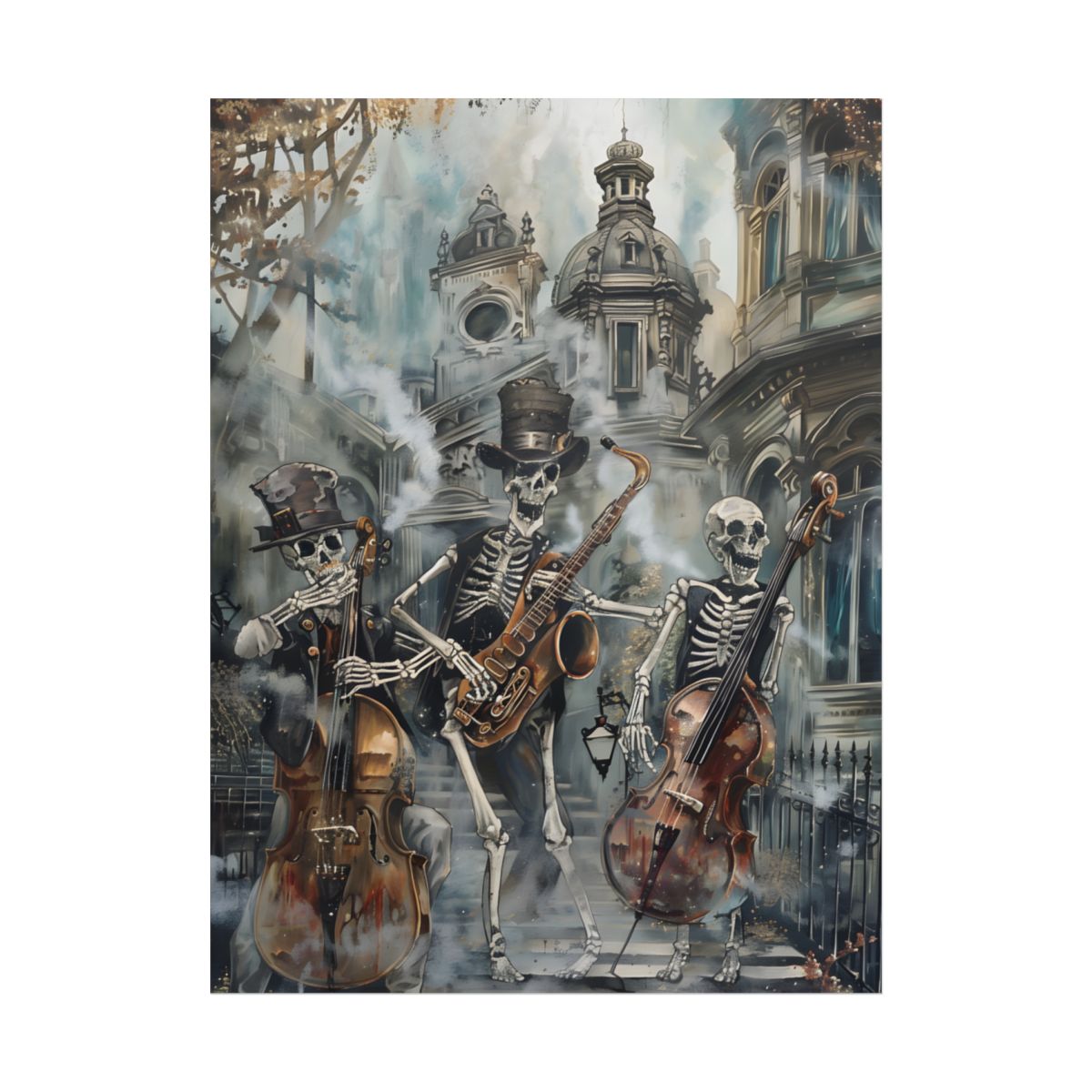 Victorian Lowbrow Jazz: Skeleton Band in Artistic Swing - Poster