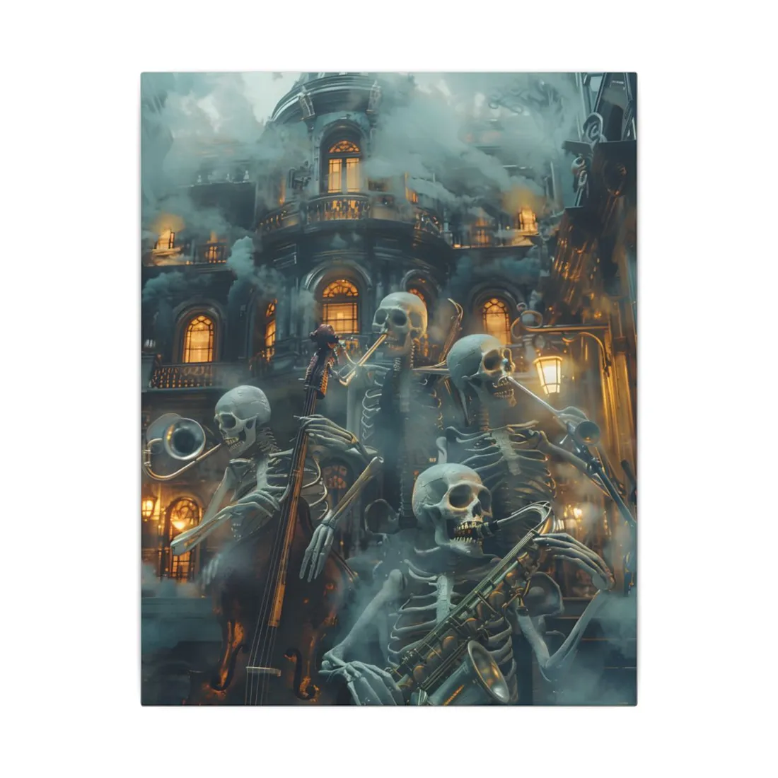 Victorian Lowbrow Skeleton Jazz Band: Dark - Canvas
