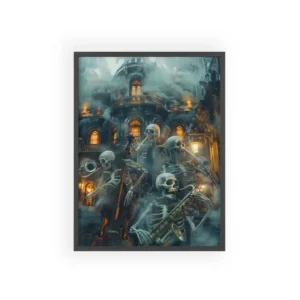 Skeleton Orchestra in Mist Framed Poster
