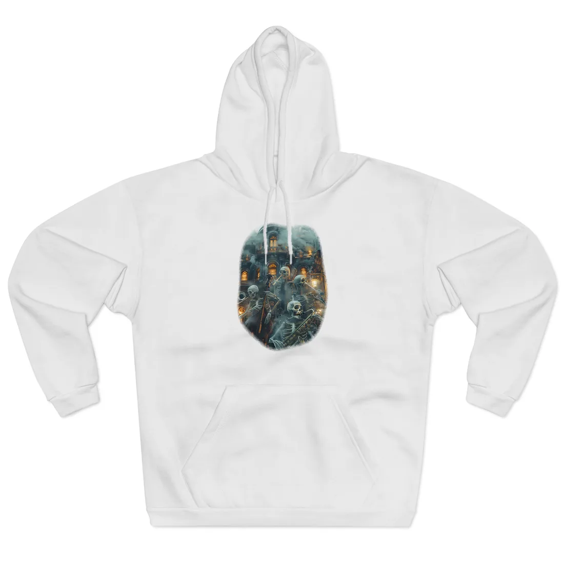 Victorian Lowbrow Skeleton Jazz Band: Dark - Hoodie (White)
