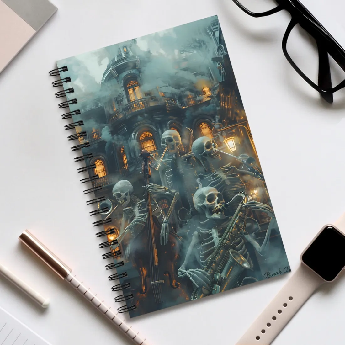 Victorian Lowbrow Skeleton Jazz Band: Dark - Spiral Notebook