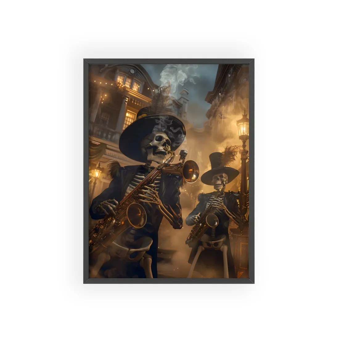 Victorian Skeleton Jazz Band: Lowbrow Artwork in Swing - Framed Poster