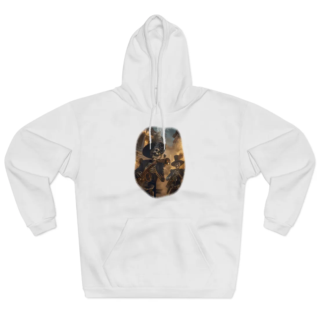 Victorian Skeleton Jazz Band: Lowbrow Artwork in Swing - Hoodie (White)