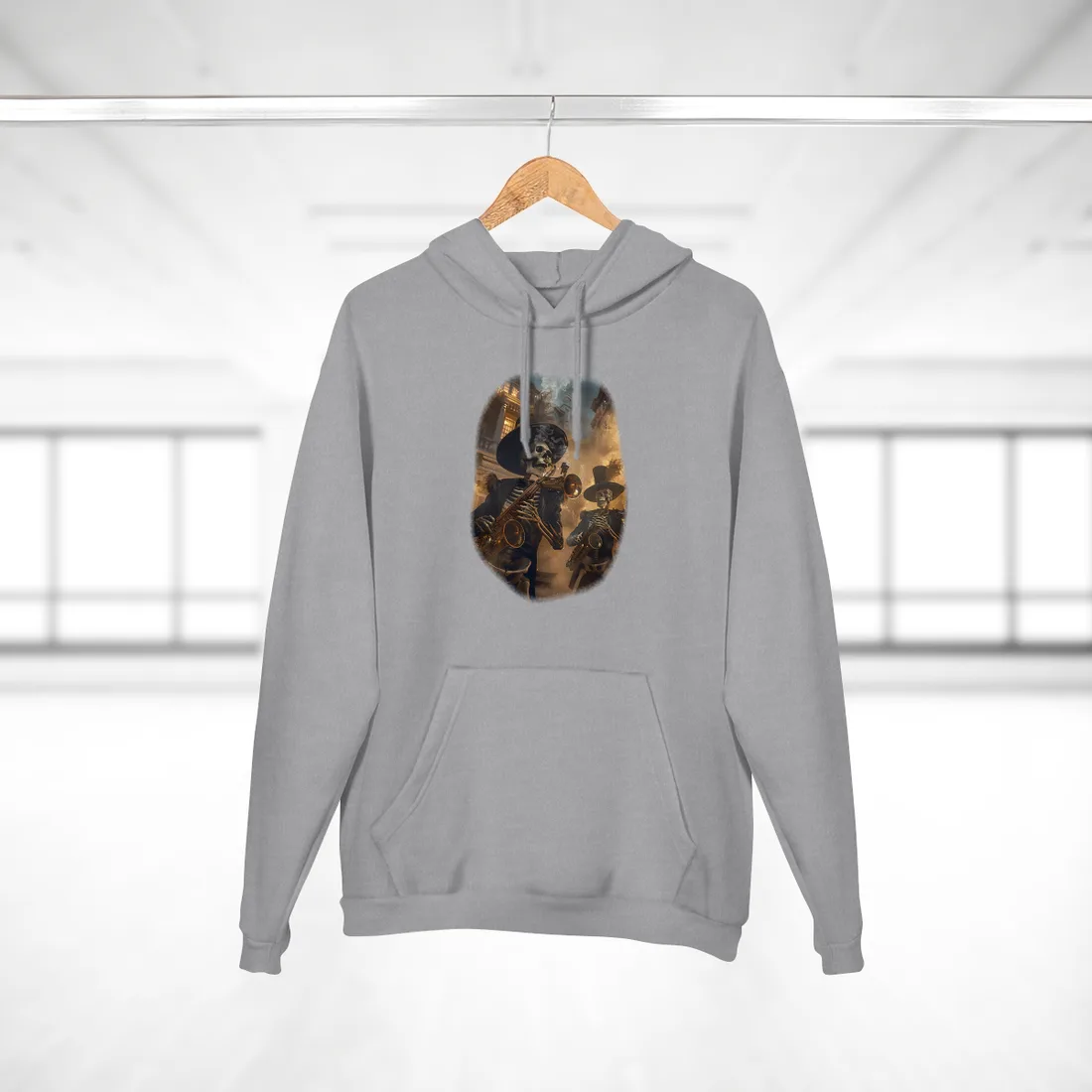 Victorian Skeleton Jazz Band: Lowbrow Artwork in Swing - Hoodie (Heather Grey)