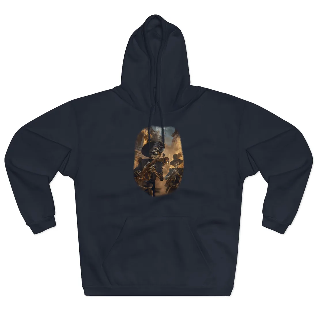 Victorian Skeleton Jazz Band: Lowbrow Artwork in Swing - Hoodie (Navy)
