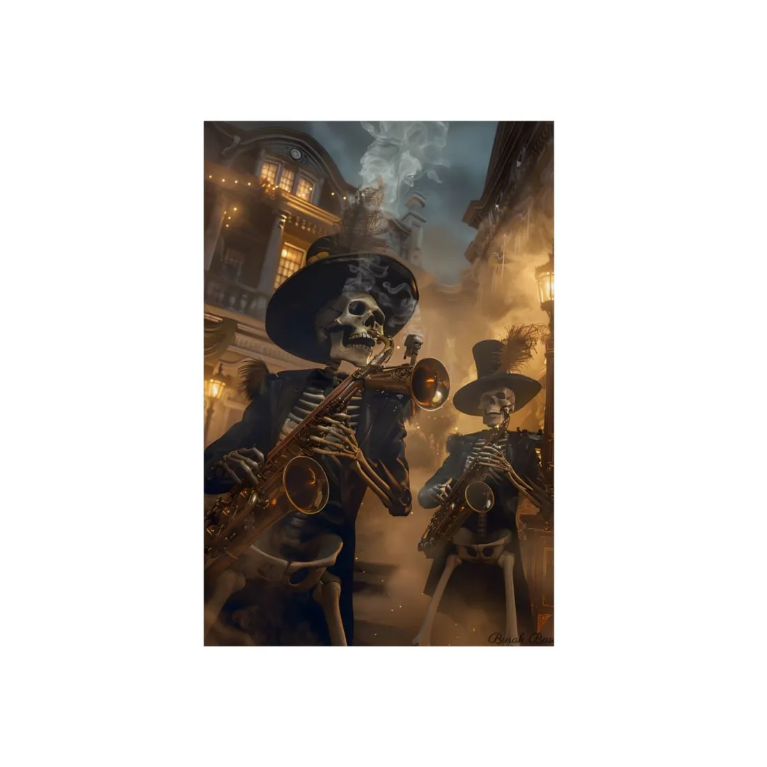 Victorian Skeleton Jazz Band: Lowbrow Artwork in Swing - Metal Poster