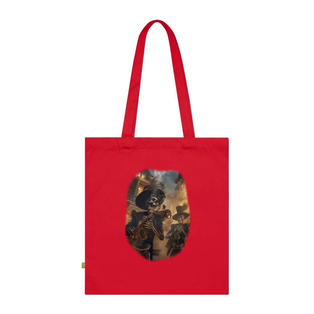 Victorian Skeleton Jazz Band: Lowbrow Artwork in Swing - Tote Bag (Classic Red)