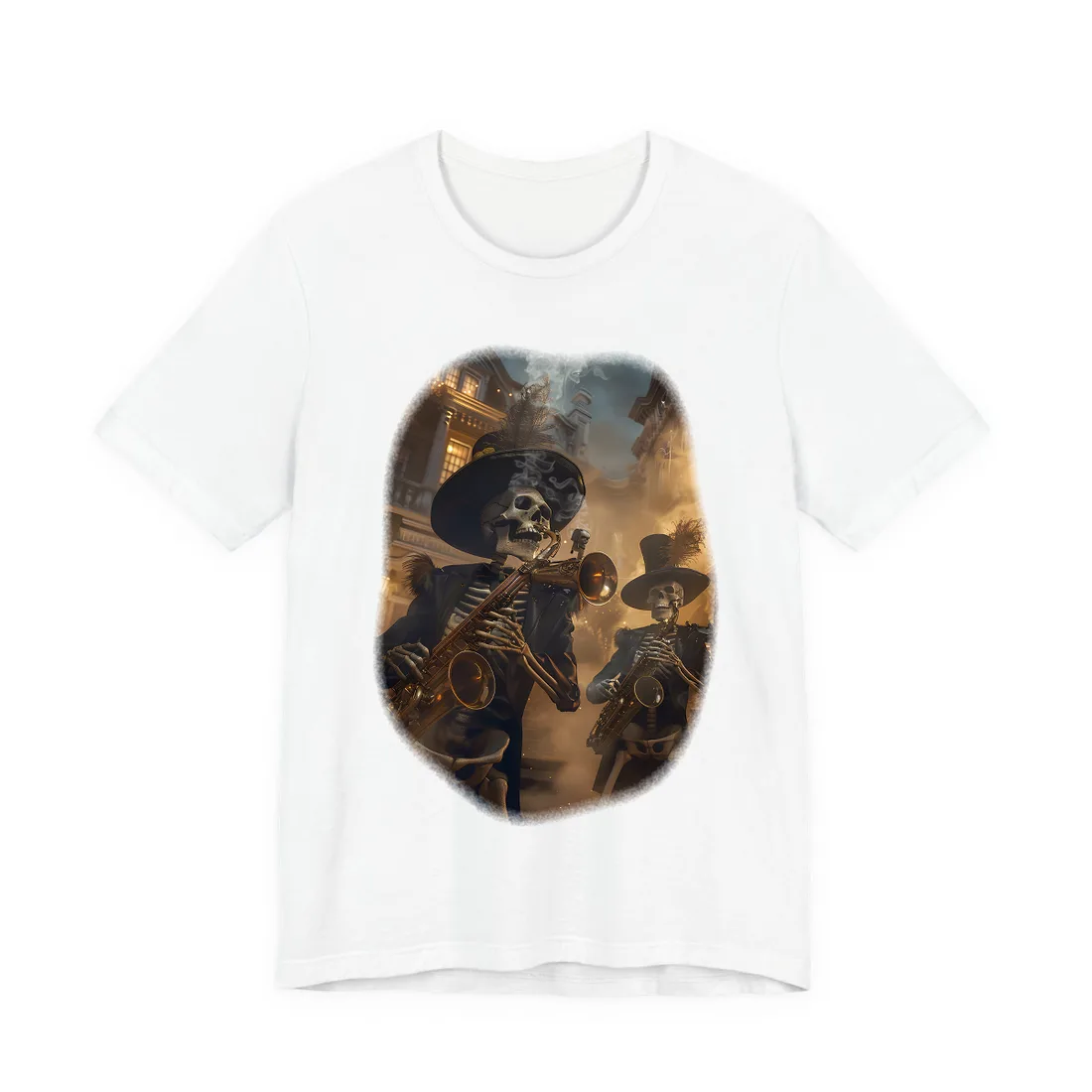 Victorian Skeleton Jazz Band: Lowbrow Artwork in Swing - T-Shirt (White)