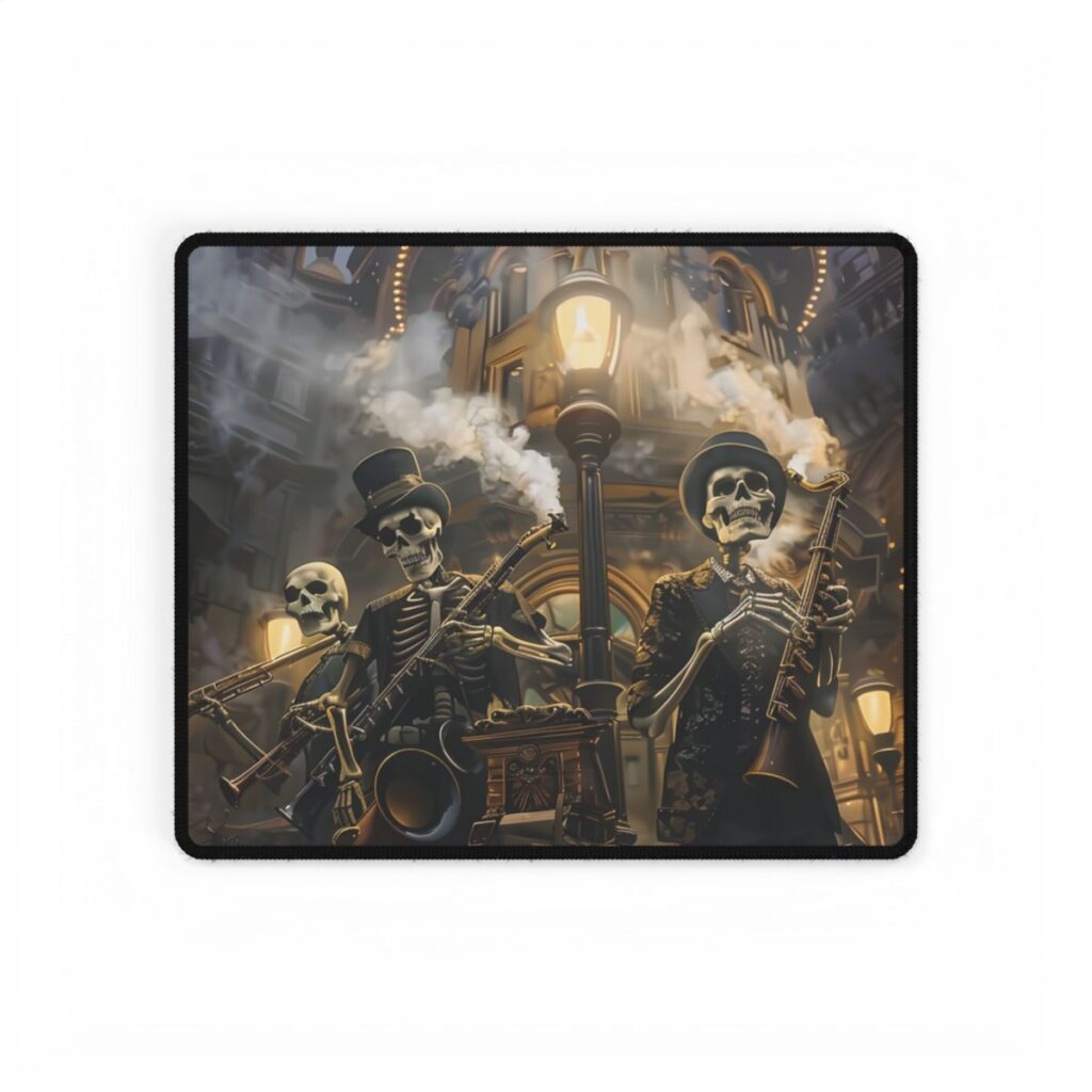 Victorian Skeleton Jazz Band: Nostalgic Lowbrow Art Piece - Desk Mat