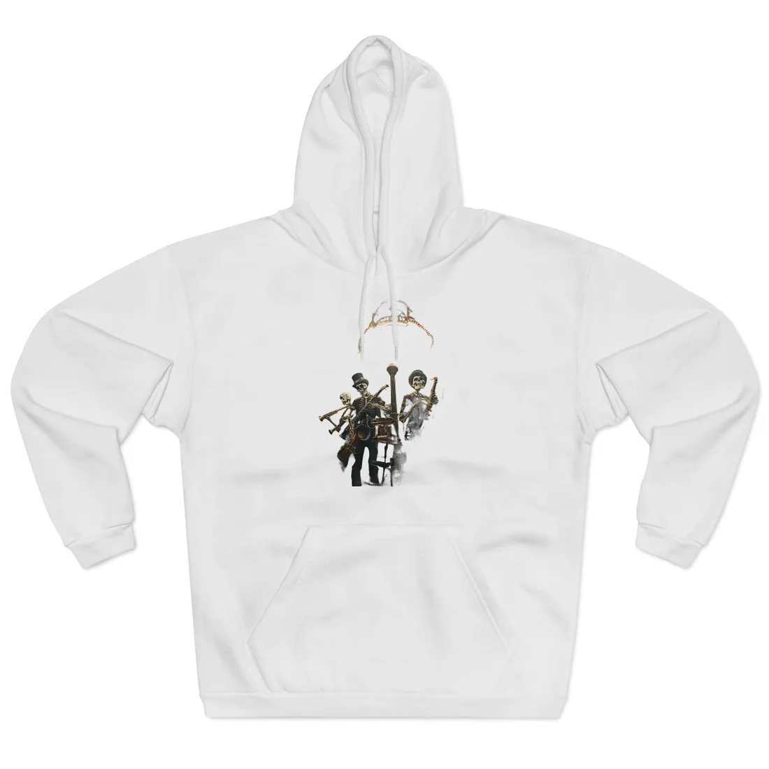 Victorian Skeleton Jazz Band: Nostalgic Lowbrow Art Piece - Hoodie (White)