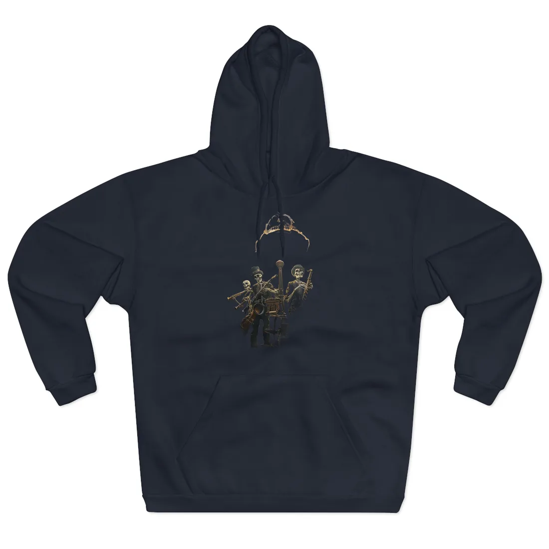 Victorian Skeleton Jazz Band: Nostalgic Lowbrow Art Piece - Hoodie (Navy)