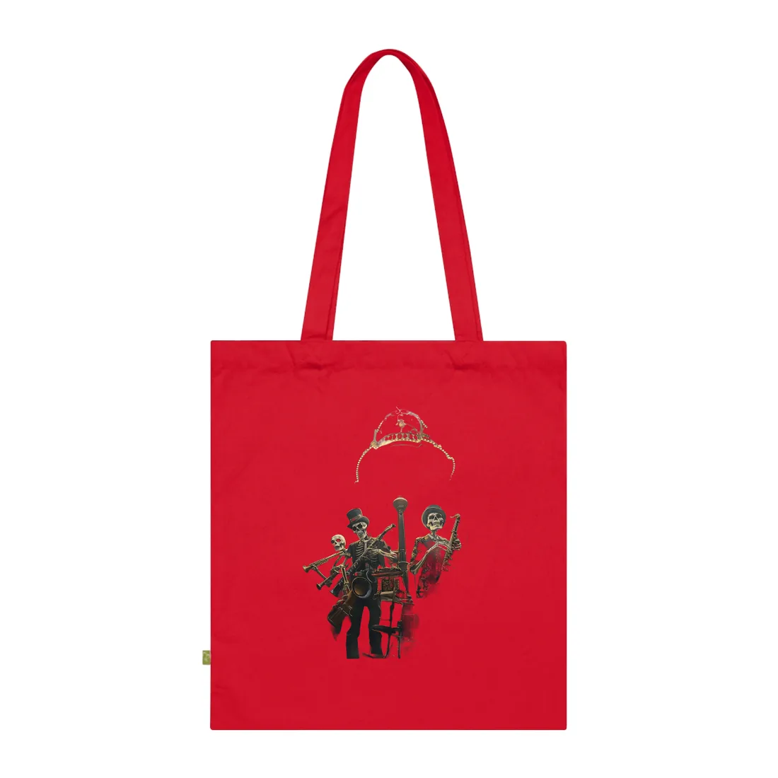 Victorian Skeleton Jazz Band: Nostalgic Lowbrow Art Piece - Tote Bag (Classic Red)