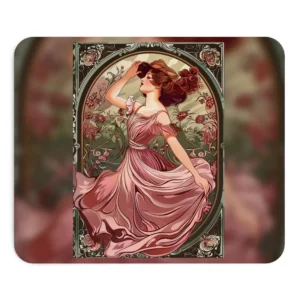 Woman in Pink Dress Mouse Pad