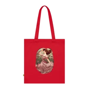 Woman in Pink Dress Tote Bag