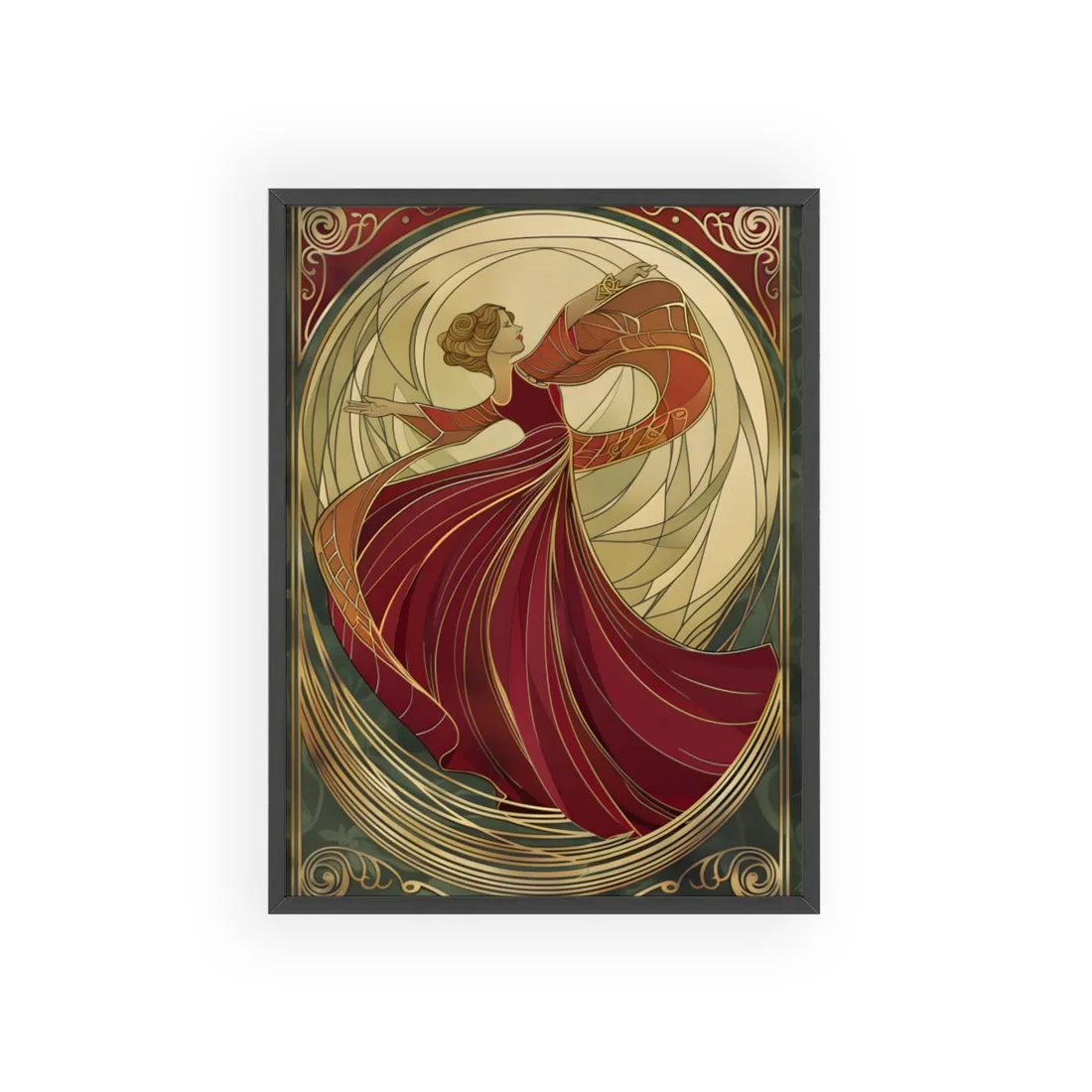 Vintage Art Nouveau Elegance: Black & White Poster - Framed Poster