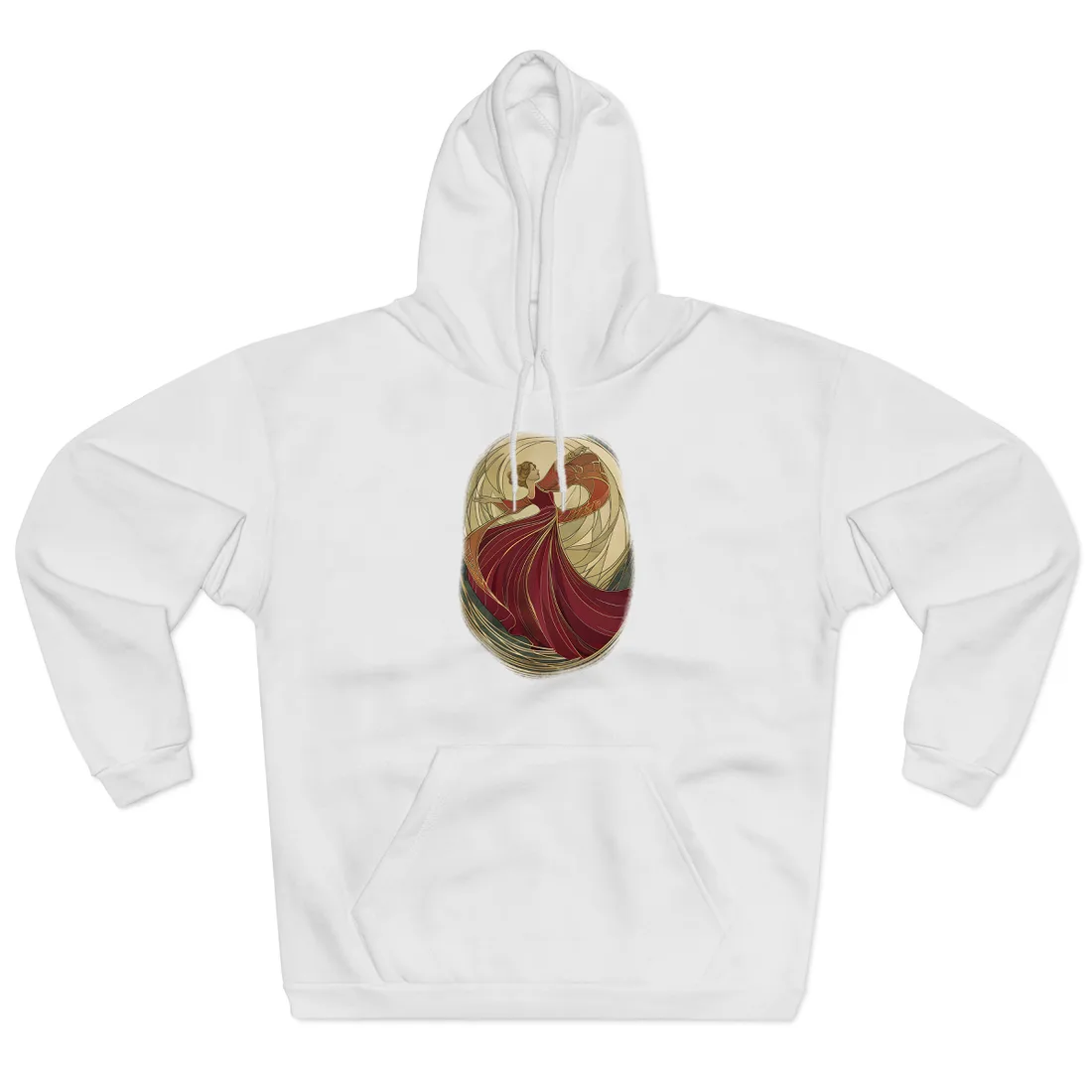 Vintage Art Nouveau Elegance: Black & White Poster - Hoodie (White)