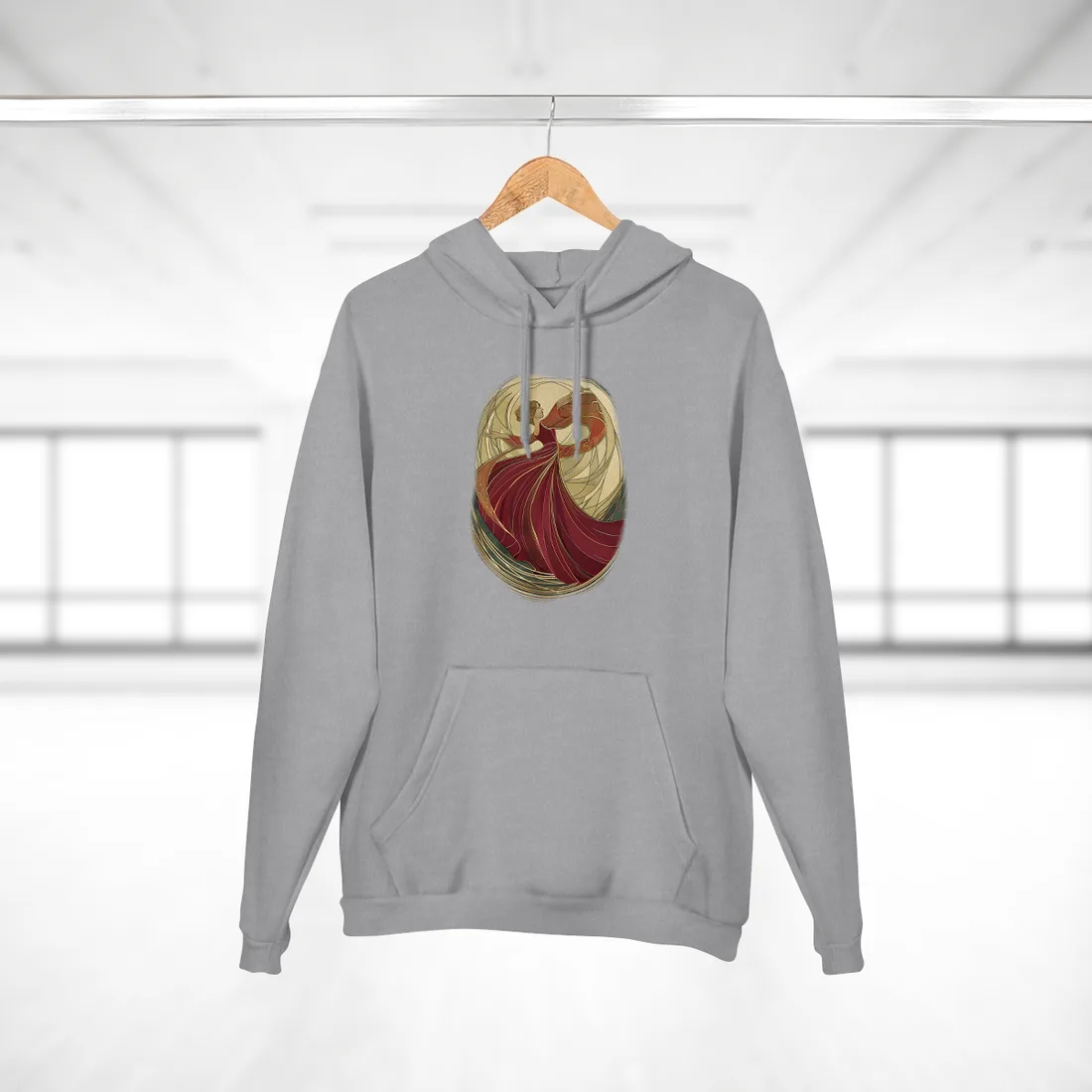 Vintage Art Nouveau Elegance: Black & White Poster - Hoodie (Heather Grey)