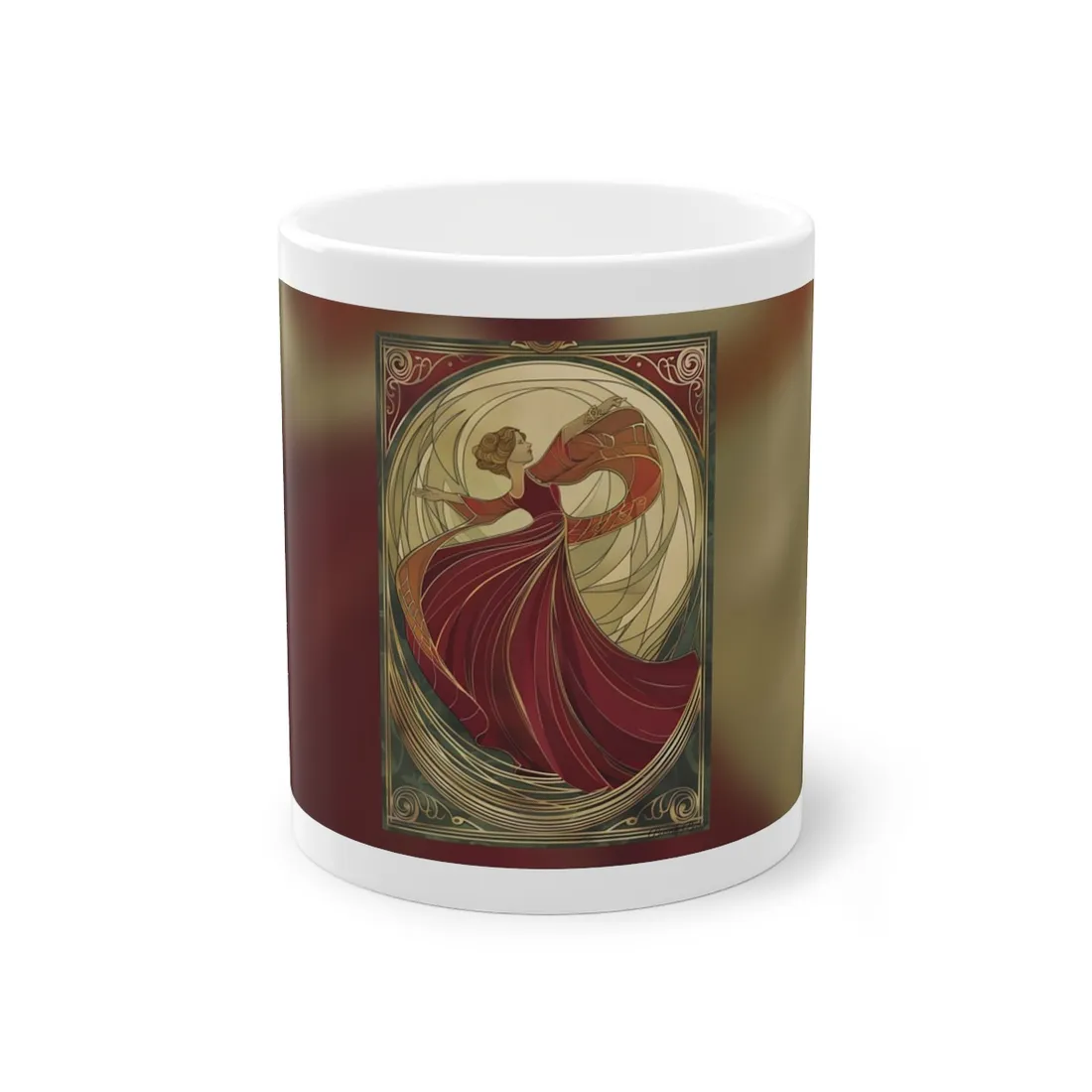 Vintage Art Nouveau Elegance: Black & White Poster - Mug