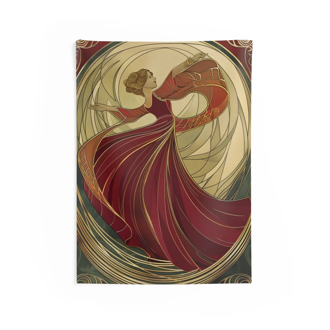 Vintage Art Nouveau Elegance: Black & White Poster - Wall Tapestry