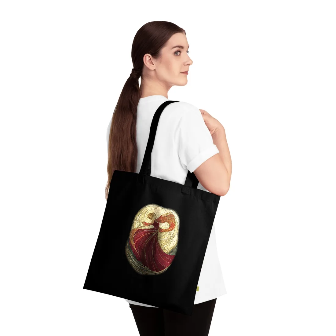 Vintage Art Nouveau Elegance: Black & White Poster - Tote Bag (Black)