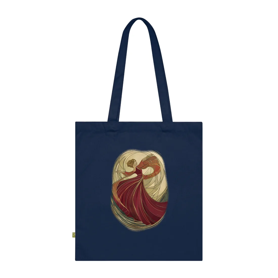 Vintage Art Nouveau Elegance: Black & White Poster - Tote Bag (French Navy)