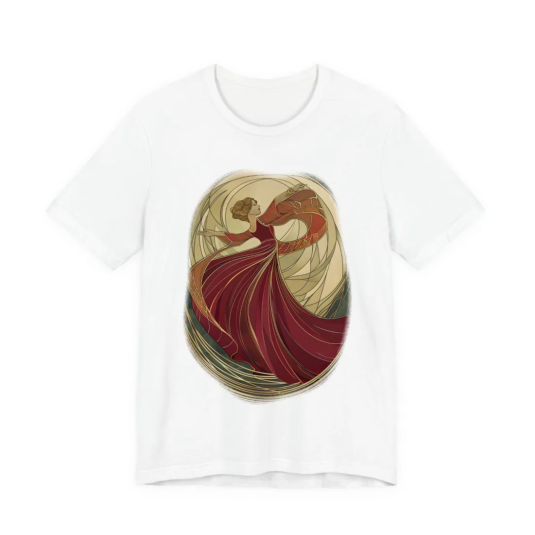 Vintage Art Nouveau Elegance: Black & White Poster - T-Shirt (White)