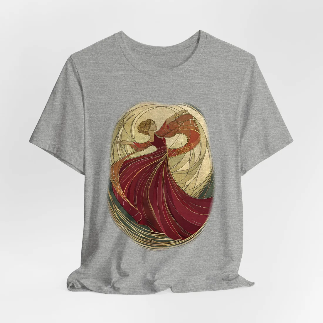 Vintage Art Nouveau Elegance: Black & White Poster - T-Shirt (Athletic Heather)