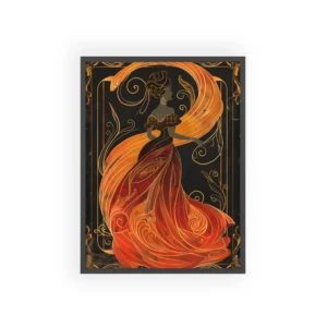 Golden Flame Gown Framed Poster