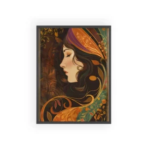 Serene Profile Art Nouveau Framed Poster