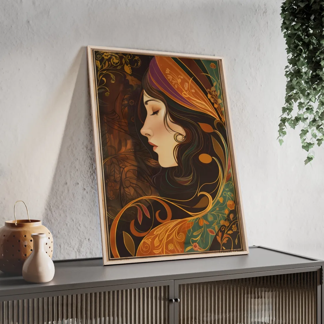 Vintage Art Nouveau Poster: Elegant Design - Framed Poster